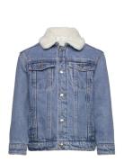 Shearling Denim Jacket Outerwear Jackets & Coats Denim & Corduroy Blue Mango