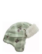 Prune Check Aviator Fleece Hat Accessories Headwear Hats Winter Hats Green Garbo&Friends