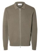 Slhdane Ls Knit Structure Cardigan Noos Tops Knitwear Cardigans Grey Selected Homme