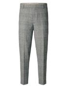 Slhtape-Kane Linen Check Trs Bottoms Trousers Linen Trousers Grey Selected Homme