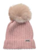 Hat Knit W. Alpaca Pompom Accessories Headwear Hats Winter Hats Pink Huttelihut