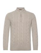 Reine Half Zip Designers Knitwear Half Zip Jumpers Beige Oscar Jacobson