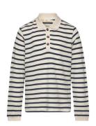 Striped Pique Polo W. Ls Tops T-shirts Polo Shirts Long-sleeved Polo Shirts Cream Copenhagen Colors