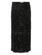 Vifaith Hw Midi Sequin Skirt/Vol Skirts Knee-length & Midi Skirts Black Vila