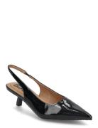 Biakristin Kitten Heel Slingback Patent Shoes Sling Backs Heeled Slingbacks Black Bianco