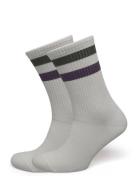 Woods Rib Stripe Socks - 2-Pack Underwear Socks Regular Socks White Les Deux