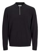 Jjeemil Knit Polo Half Zip Ls Noos Tops Knitwear Half Zip Jumpers Black Jack & J S