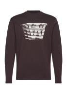 Wwmel Big Print Longsleeve Gots Tops T-Langærmet Skjorte Brown Double A By Wood Wood