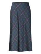 Plaid Satin Charmeuse Midi Skirt Skirts Knee-length & Midi Skirts Navy Lauren Ralph Lauren