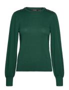 Button-Trim Puff-Sleeve Sweater Tops Knitwear Jumpers Green Lauren Ralph Lauren