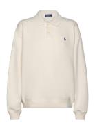 Polo-Collar Fleece Pullover Tops T-shirts & Tops Polos Cream Polo Ralph Lauren