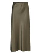 Aubree Satin Midi Skirt Skirts Maxi Skirts Khaki Green Malina