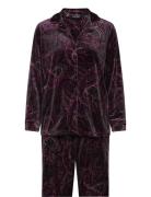 Lrl L/S Notch Collar Long Pant Pj Set Pyjamas Nattøj Purple Lauren Ralph Lauren Homewear