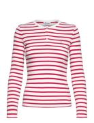 Tjw Slm Button Rib C-Neck Ls Ext Tops T-shirts & Tops Long-sleeved Red Tommy Jeans