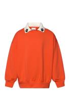 Cats Emb Collar Sweatshirt Tops Sweatshirts & Hoodies Sweatshirts Orange Mini Rodini