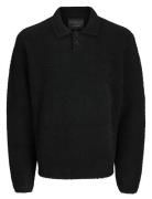 Jprwinter Knit Boucle Polo Styd Aw24 Tops Knitwear Long Sleeve Knitted Polos Black Jack & J S