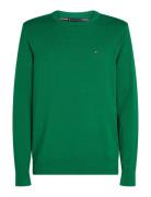 Essential Ssnl Cotton Crew Neck Tops Knitwear Round Necks Green Tommy Hilfiger