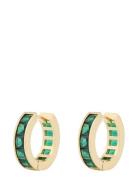 Tina St Ring Ear G/Green - Accessories Jewellery Earrings Hoops Gold SNÖ Of Sweden