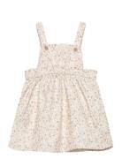 Floral Cotton Pinafore Dress Dresses & Skirts Dresses Casual Dresses Sleeveless Casual Dresses Beige Mango