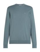 Cotton Silk Blend Cn Sweater Tops Knitwear Round Necks Blue Calvin Klein