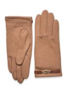 Sheepskin-Trim Wool-Blend Tech Gloves Accessories Gloves Finger Gloves Beige Lauren Ralph Lauren