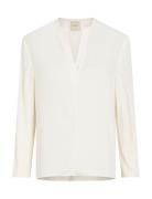 Recycled Cdc Ls V Neck Blouse Tops Blouses Long-sleeved White Calvin Klein