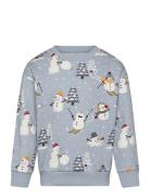 Sweater Snowman Story Tops Sweatshirts & Hoodies Sweatshirts Blue Lindex