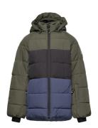 Ski Jacket - Colorblock -Quilt Outerwear Jackets & Coats Winter Jackets Khaki Green Color Kids