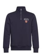 Graphic Half Zip Tops Sweatshirts & Hoodies Sweatshirts Navy GANT