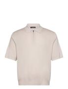 Tyler Quarter Zip Knit Polo Tops Polos Short-sleeved Beige J. Lindeberg