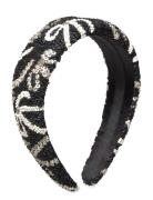 Bow Wide Beaded Hairbrace Accessories Hair Accessories Hair Band Black Becksöndergaard