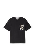 Printed Over D T-Shirt Tops T-Kortærmet Skjorte Black Tom Tailor