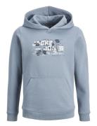 Jcooutdoor Logo Sweat Hood Sn Jnr Tops Sweatshirts & Hoodies Hoodies Blue Jack & J S