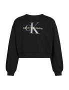 Glitter Monologo Cn Sweatshirt Tops Sweatshirts & Hoodies Sweatshirts Black Calvin Klein