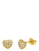 Dawn Crystal Earring Clear/Gold Accessories Jewellery Earrings Studs Gold Bud To Rose