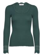 Rwbenita Ls O-Neck Lace T-Shirt Tops T-shirts & Tops Long-sleeved Green Rosemunde