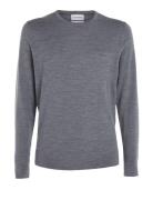 Superior Wool Crew Neck Sweater Tops Knitwear Round Necks Grey Calvin Klein