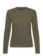 Long-Sleeve Jersey Crewneck Tee Tops T-shirts & Tops Long-sleeved Khaki Green Polo Ralph Lauren