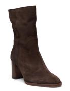 Rounded Wide 3/4 Shoes Boots Ankle Boots Ankle Boots With Heel Brown Apair