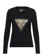 Ls Vn Triangle Tiger Tee Tops T-shirts & Tops Long-sleeved Black GUESS Jeans