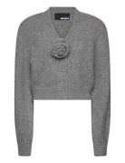 Knit Cropped Cardigan Tops Knitwear Cardigans Grey ROTATE Birger Christensen