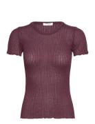 Rwbelize Ss O-Neck T-Shirt Tops T-shirts & Tops Short-sleeved Burgundy Rosemunde