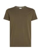 Stretch Slim Fit T-Shirt Tops T-Kortærmet Skjorte Khaki Green Calvin Klein