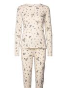 Henley Pyjama Aop Pyjamas Nattøj Cream Lindex