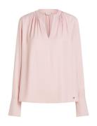 Soft Viscose V-Neck Ls Blouse Tops Blouses Long-sleeved Pink Tommy Hilfiger