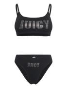 Juicy Slogan Bralette Lingerie Bras & Tops Soft Bras Tank Top Bras Black Juicy Couture