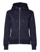 Reg Tonal Shield Zip Hoodie Tops Sweatshirts & Hoodies Hoodies Navy GANT