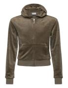 Tonal Zip Through Hoodie Tops Sweatshirts & Hoodies Hoodies Brown Juicy Couture