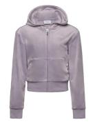 Tonal Zip Through Hoodie Tops Sweatshirts & Hoodies Hoodies Purple Juicy Couture