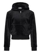 Tonal Zip Through Hoodie Tops Sweatshirts & Hoodies Hoodies Black Juicy Couture